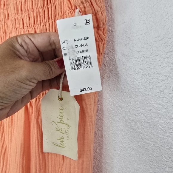 Love & Piece Straight Midi Dress Summer Lace Sleeve Vacation Flup Edge Size XL - Picture 9 of 16